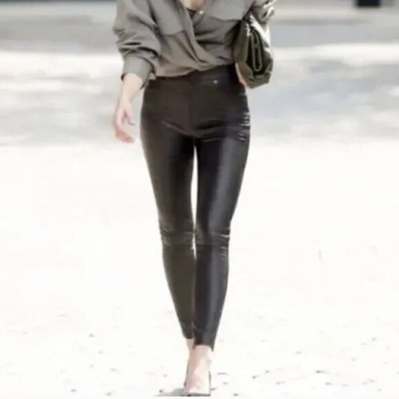 Spanx Black Faux Leather Jean - ish Ankle Leggings - Picture 1 of 10